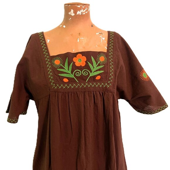 Uncle Frank by Ivy Jane Embroidered Floral XS Dress V-Neck Short Sleeve Cotton - Picture 2 of 10